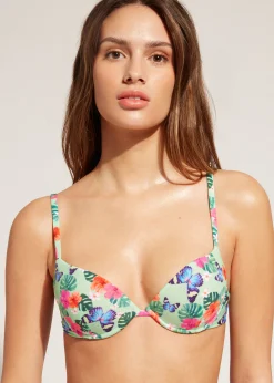 Women Calzedonia Padded Push-Up Bikini Top Malibu