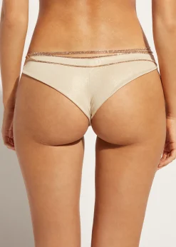 Women Calzedonia Rhinestone Brazilian Bikini Bottoms Luxor