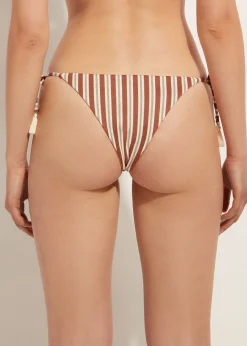 Women Calzedonia Rodi Stripe Bow Brazilian Bikini Bottoms