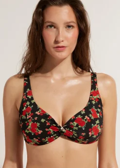 Women Calzedonia Rose Animal Print Balconette Bikini Top Nizza