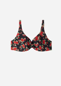 Women Calzedonia Rose Animal Print Balconette Bikini Top Nizza