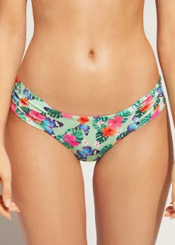 Women Calzedonia Ruched Brazilian Bikini Bottoms Malibu