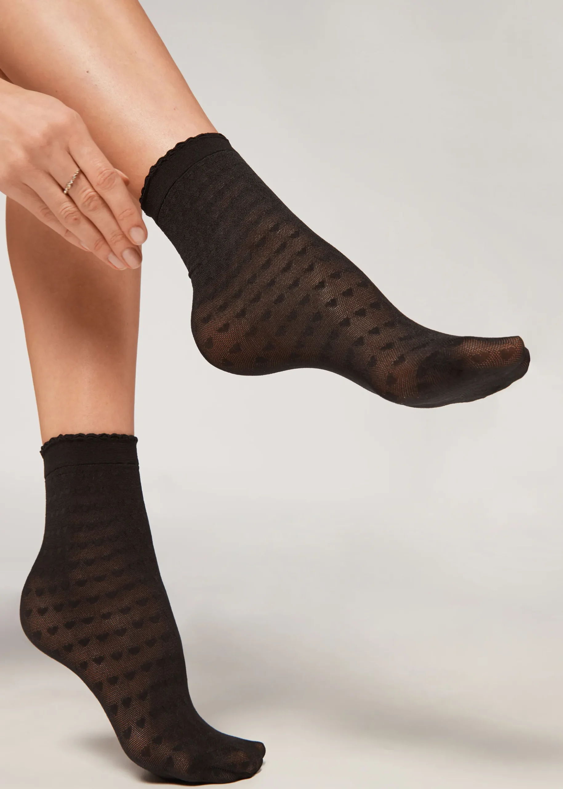 Women Calzedonia Short Heart Motif Mesh Socks
