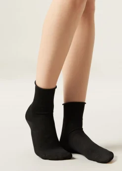 Women Calzedonia Short Lisle Socks With Raw Cut Cuffs