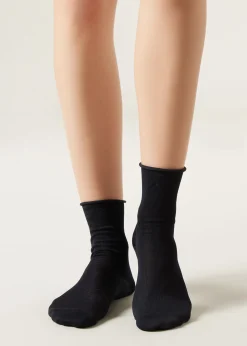 Women Calzedonia Short Lisle Socks With Raw Cut Cuffs