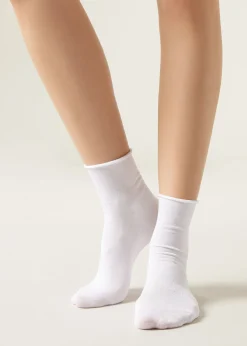 Women Calzedonia Short Lisle Socks With Raw Cut Cuffs