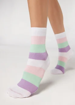 Women Calzedonia Stripe Patterned Short Socks