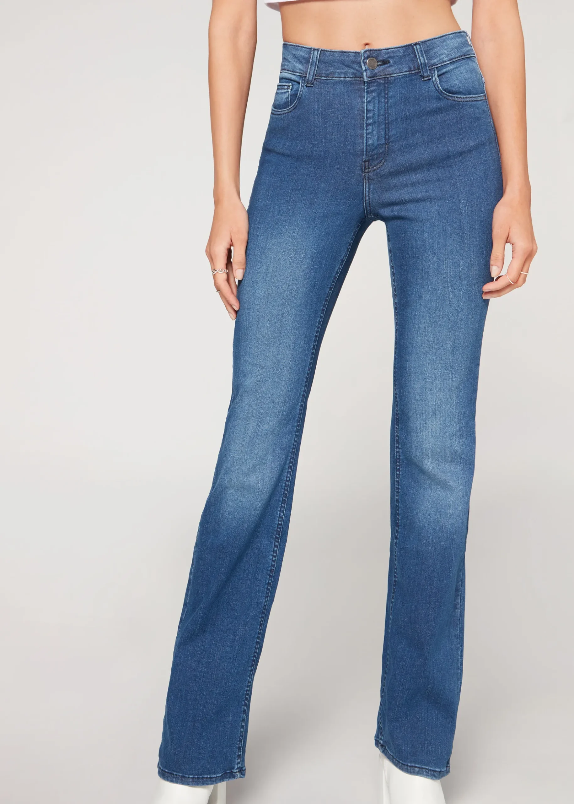 Women Calzedonia Super Flex Denim High-Waisted Bootcut Jeans