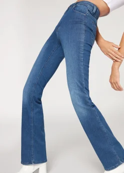 Women Calzedonia Super Flex Denim High-Waisted Bootcut Jeans