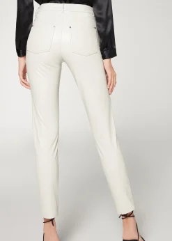 Women Calzedonia Thermal Leather-Look Leggings