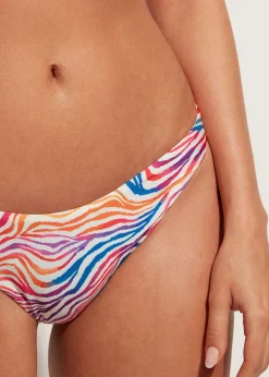 Women Calzedonia Zebra Pattern High-Leg Brazilian Bikini Bottoms Malaga