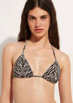 Women Calzedonia Zebra Print Slide Triangle Bikini Top Nairobi